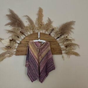 Coldwater Creek Purple and Cream Knit Poncho